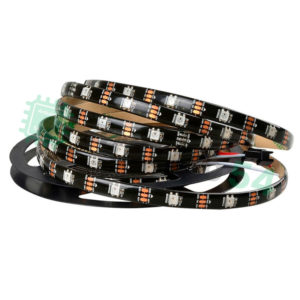 Светодиодная адресная лента WS2812b 30шт/метр, IP65, подложка - чёрная