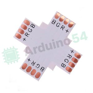 Переходник крестовой для ленты 5050 RGB X-type, 4P 10mm (без клипсы)